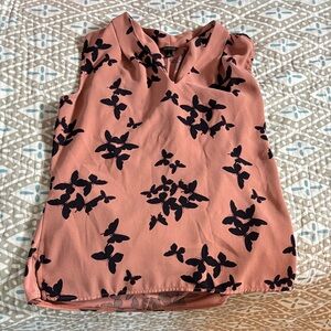 Ann Taylor Pink and Black Butterfly Blouse